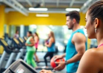 Person exercising in a gym.