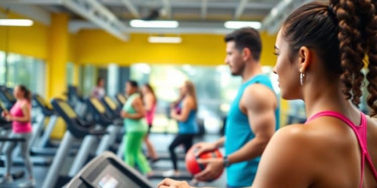 Person exercising in a gym.